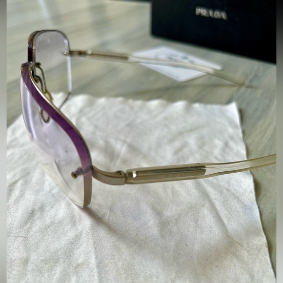 Prada RARE Sunglasses Full Inclusion SPR 75A - 2AC-1L1 Transparent Purple - Picture 9 of 16